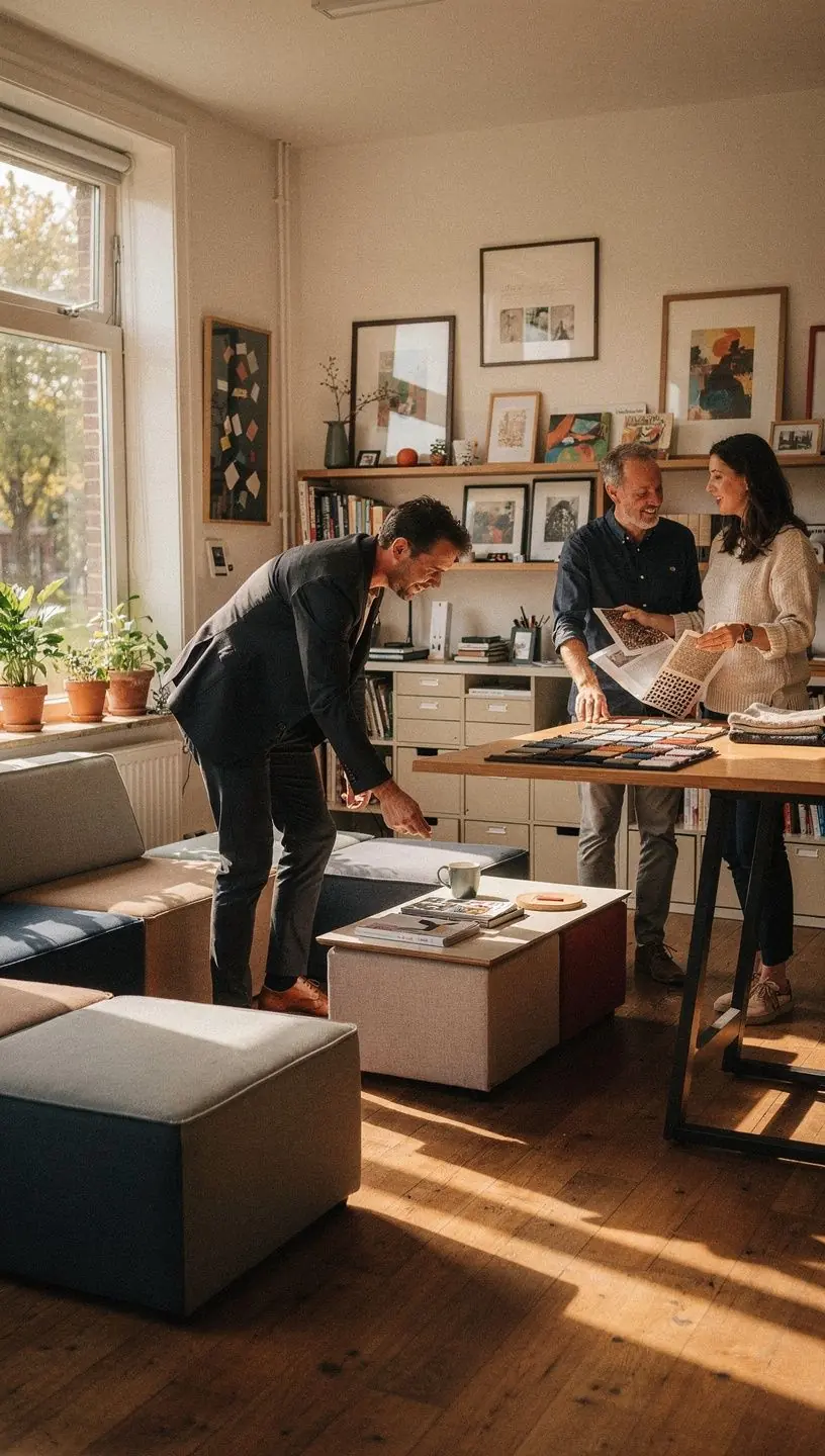 Een lichte werkruimte met ergonomische bureaus en comfortabele stoelen.